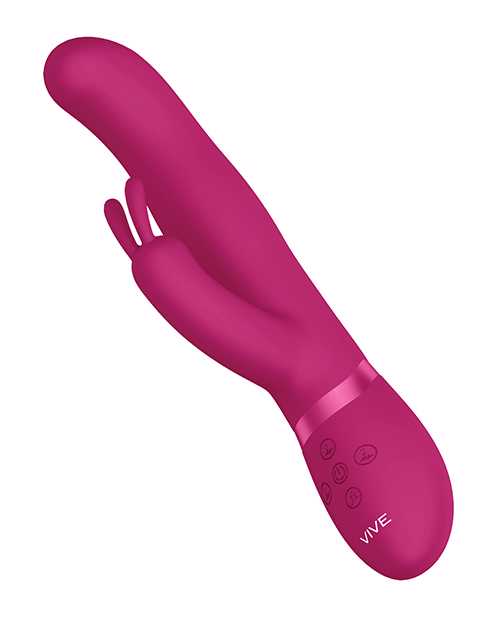 Vive Izara Triple Action Rechargeable Silicone Rotating Beaded G-Spot Rabbit Vibrator - Pink