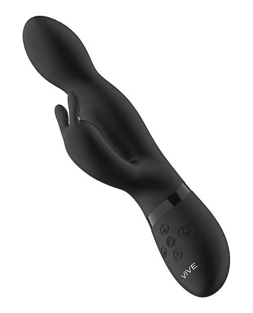 Vive Niva 360 Degrees Rechargeable Silicone Rotating G-Spot Rabbit Vibrator - Black