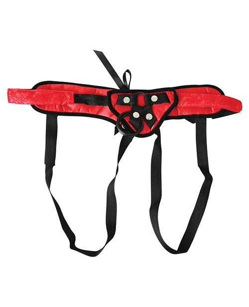 Sportsheets Sunrice Lace Corsette Strap-On Adjustable Harness - Red/Black