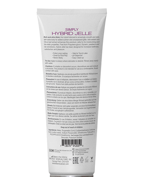 Wicked Simply Hybrid Jelle Lubricant with Olive Leaf Extract 4oz Tube
