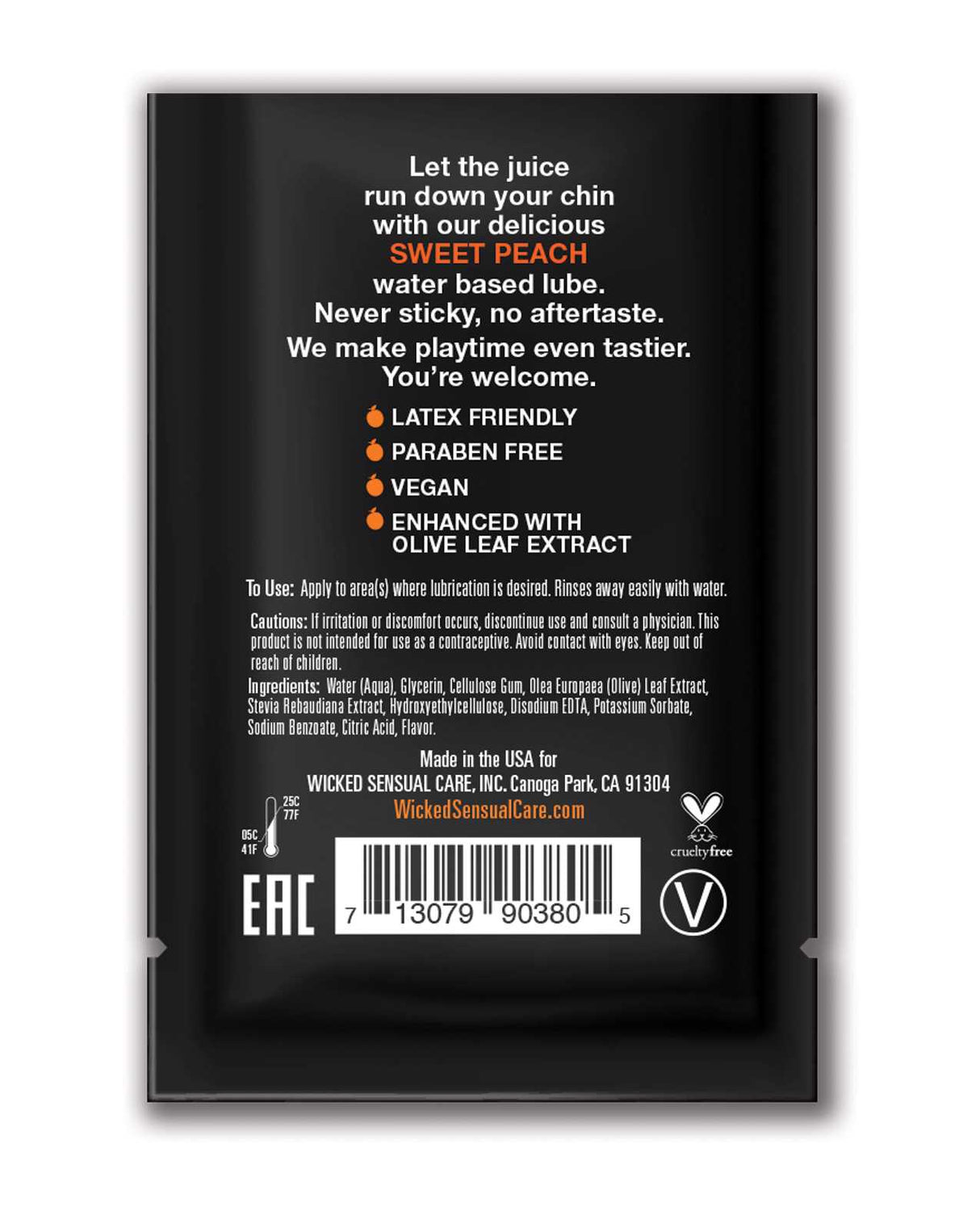 Wicked Sensual Care Water Based Lubricant - .1 oz Sweet Peach