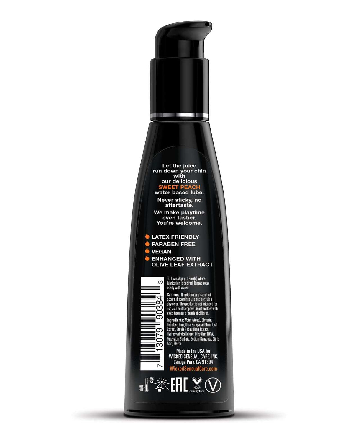 Wicked Aqua Water Based Flavored Lubricant Sweet Peach 4oz