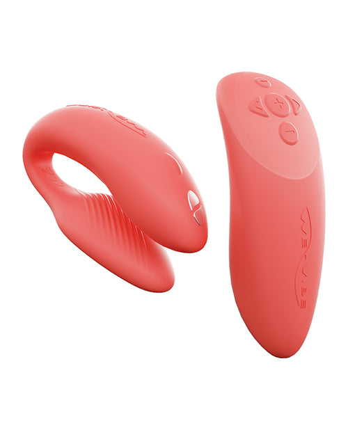 We-Vibe Chorus Rechargeable Couples Vibrator with Squeeze Remote Control - Crave Coral
