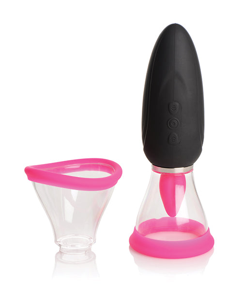Inmi Lickgasm Mini 10X Licking and Sucking Rechargeable Silicone Clitoral Stimulator - Black/Pink