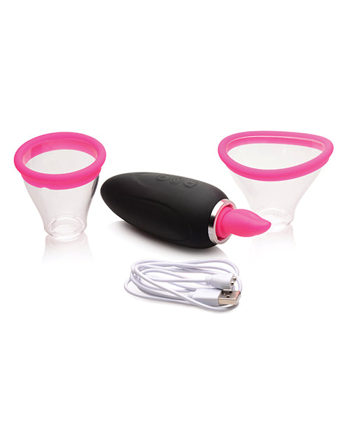 Inmi Lickgasm Mini 10X Licking and Sucking Rechargeable Silicone Clitoral Stimulator - Black/Pink