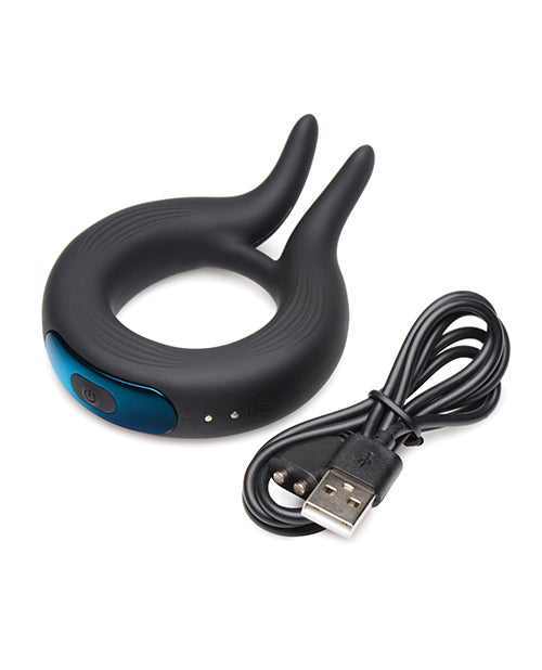 Trinity Men 10X Cock Viper Dual Stimulating Rechargeable Silicone Cock Ring - Black