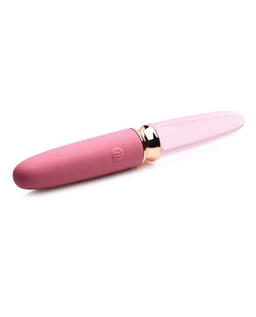 Prisms Vibra-Glass 10X Rose Dual End Rechargeable Silicone/Glass Vibrating Dildo - Pink