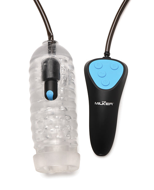 LoveBotz Mini Handheld Rechargeable Milker with Wired Remote Control - Black/Blue/Clear