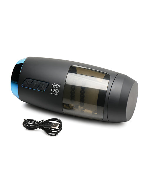 LoveBotz The Milker Slider 18X Rechargeable Stroking Masturbator - Black/Clear