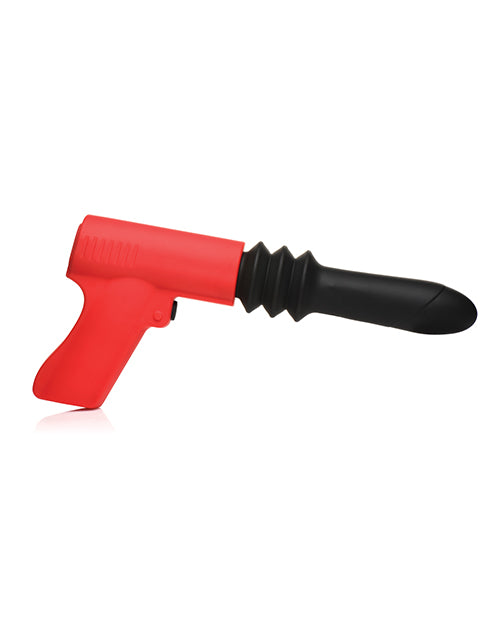 Master Series Thrusting Pistola Rechargeable Silicone Vibrator - Red/Black