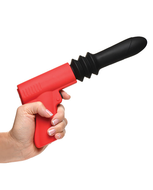 Master Series Thrusting Pistola Rechargeable Silicone Vibrator - Red/Black