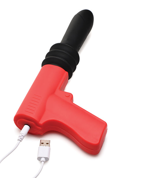 Master Series Thrusting Pistola Rechargeable Silicone Vibrator - Red/Black