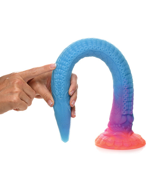 Creature Cocks Makara Glow in The Dark Silicone Snake Dildo - Orange/Purple/Blue Glitter