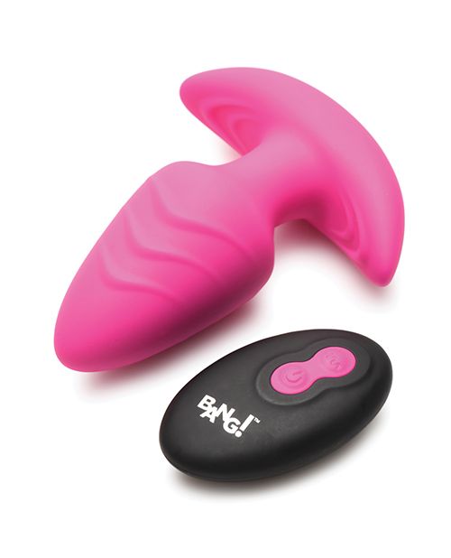 Bang! Rotating Vibrating Rechargeable Silicone Butt Plug with Remote Control - Pink