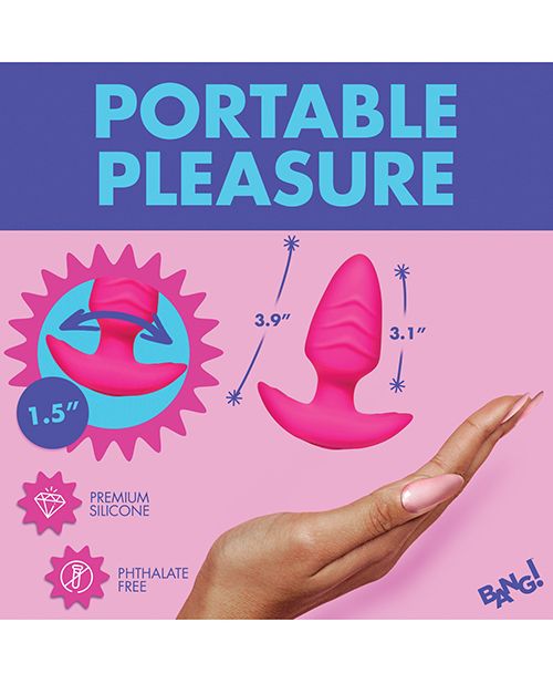 Bang! Rotating Vibrating Rechargeable Silicone Butt Plug with Remote Control - Pink