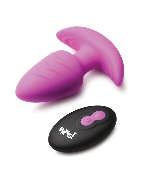 Bang! Rotating Vibrating Rechargeable Silicone Butt Plug with Remote Control - Purple