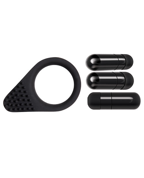 Zero Tolerance Black Knight Silicone Vibrating Textured Cockring - Black