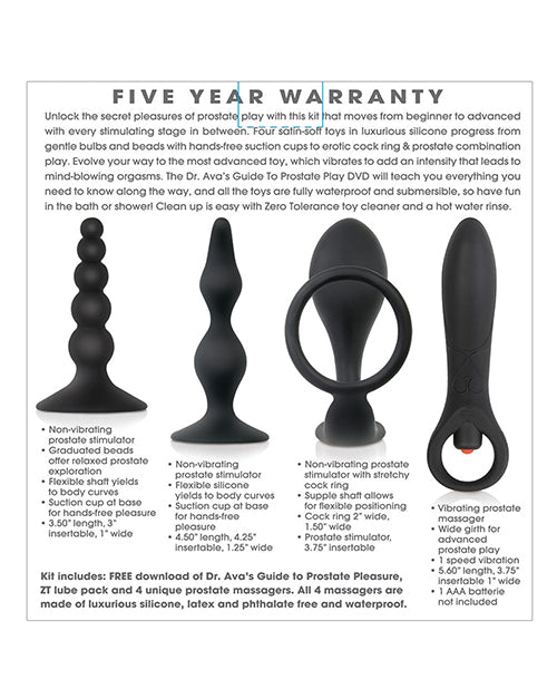 Zero Tolerance Intro to Prostate Silicone with Movie and Lube (4 piece kit) - Black