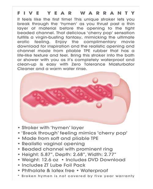 Zero Tolerance Like A Virgin Movie Download with Vagina Masturbator - Vanilla