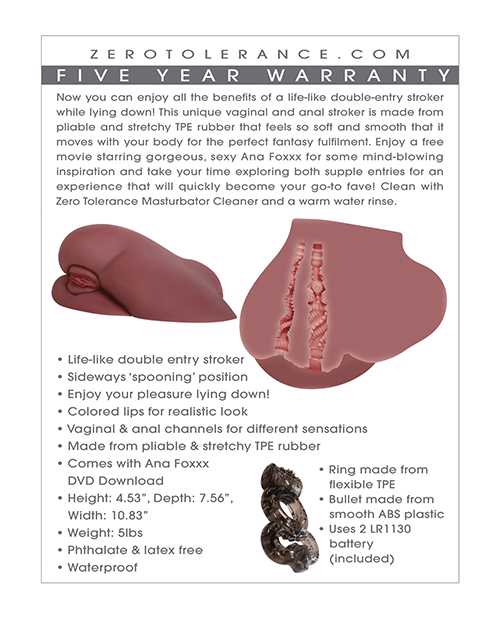 Zero Tolerance Ana Foxxx Movie Download with Side Vagina and Ass Stroker - Chocolate