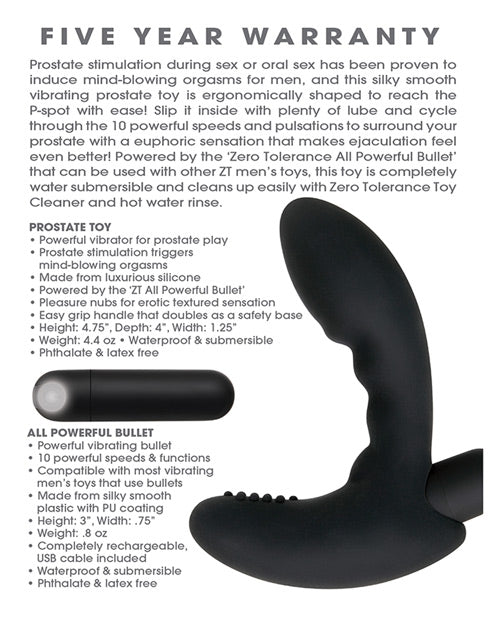 Zero Tolerance Eternal P-Spot Rechargeable Silicone Prostate Massager - Black