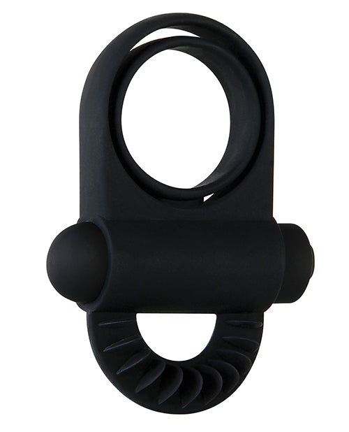 Zero Tolerance Bell Ringer Rechargeable Silicone Vibrating Cock Ring with Clitoral Stimulator and Ball Strap - Black