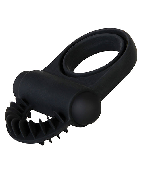 Zero Tolerance Bell Ringer Rechargeable Silicone Vibrating Cock Ring with Clitoral Stimulator and Ball Strap - Black