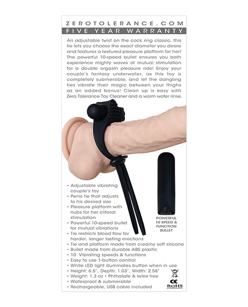 Zero Tolerance Black Tie Affair Vibrating Cock Tie - Black
