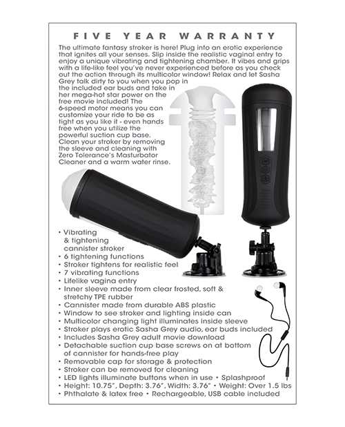 Zero Tolerance Sasha Grey`s Girlfriend Experience Rechargeable Stroker Kit