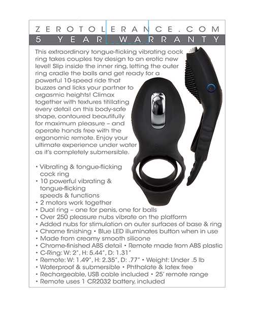 Mr. Flicker Rechargeable Silicone Cock Ring - Black