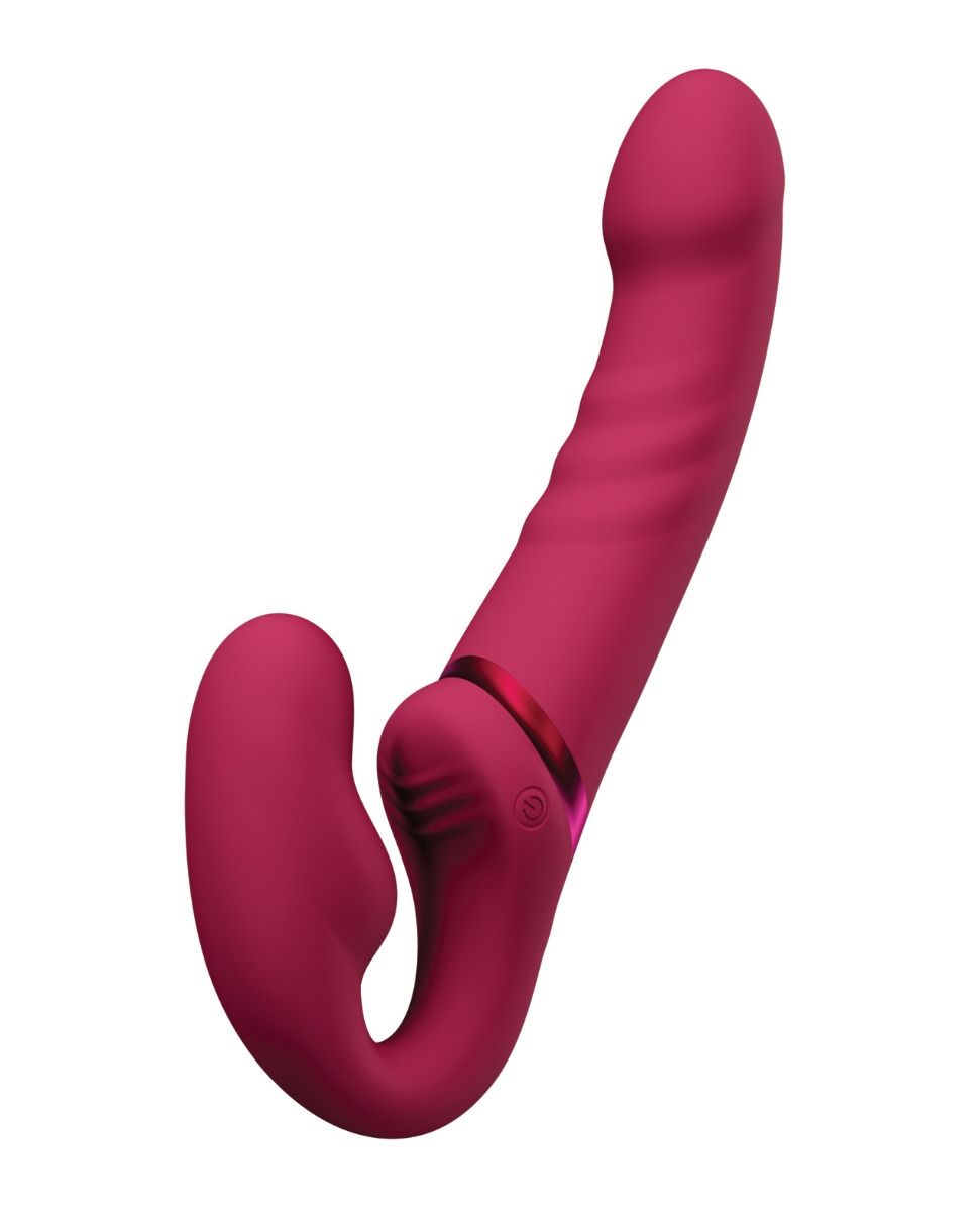 Lovense Lapis Rechargeable Silicone App Control Dual End Strapless Strap-On - Magenta