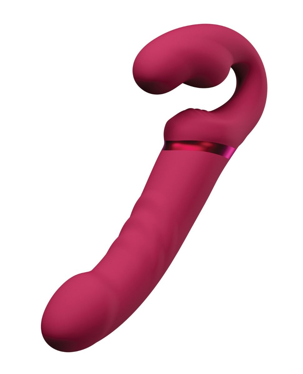 Lovense Lapis Rechargeable Silicone App Control Dual End Strapless Strap-On - Magenta