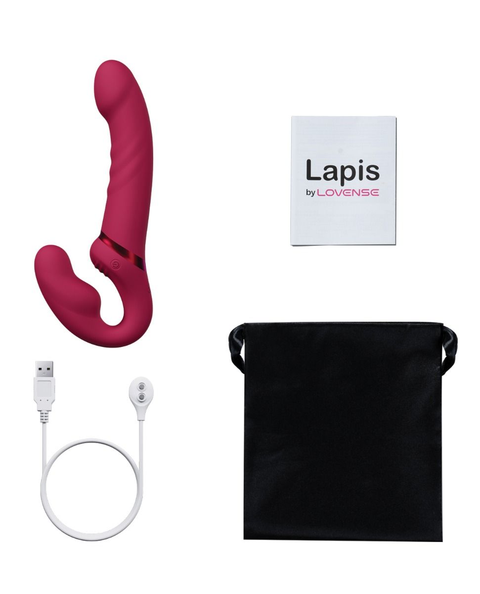 Lovense Lapis Rechargeable Silicone App Control Dual End Strapless Strap-On - Magenta