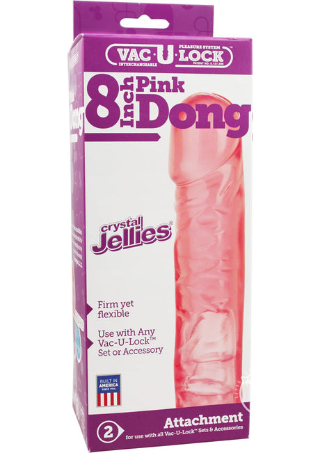 Vac-U-Lock Crystal Jellies Dildo 8in - Pink