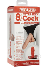 Vac-U-Lock Ultraskyn Cock with Ultra Harness 8in - Vanilla