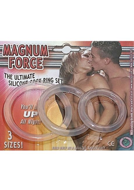 Magnum Force The Ultimate Silicone Cock Ring Set (3 Sizes) - Clear