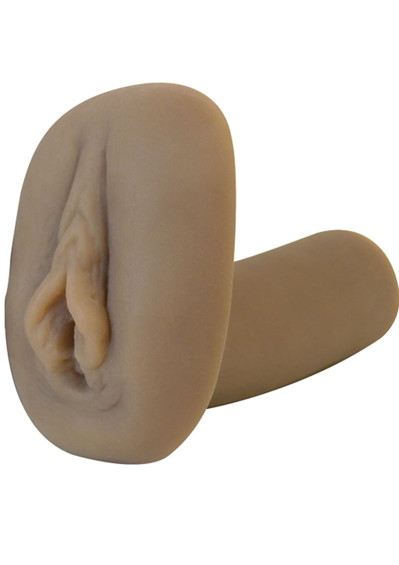 Real Skin Latin Vibrating Pussy Masturbator with Bullet and Wired Remote Control - Pussy - Caramel