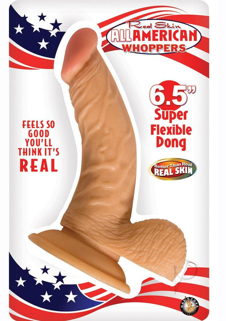 Real Skin All American Whoppers Dildo with Balls 6.5in - Vanilla