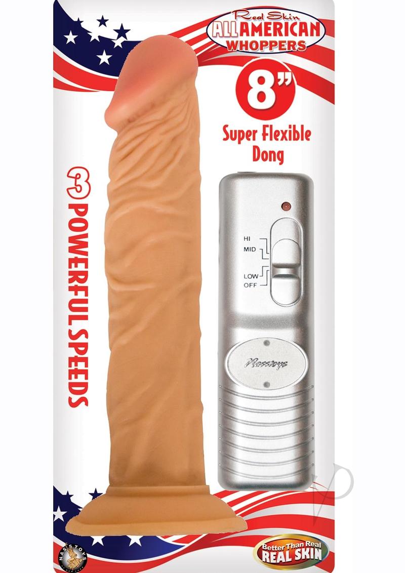 Real Skin All American Whoppers Vibrating Dildo 8in - Vanilla