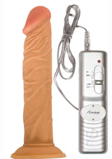 Real Skin All American Whoppers Vibrating Dildo with Wired Remote Control 8in - Vanilla