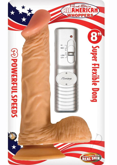 Real Skin All American Whoppers Vibrating Dildo with Balls 8in - Vanilla