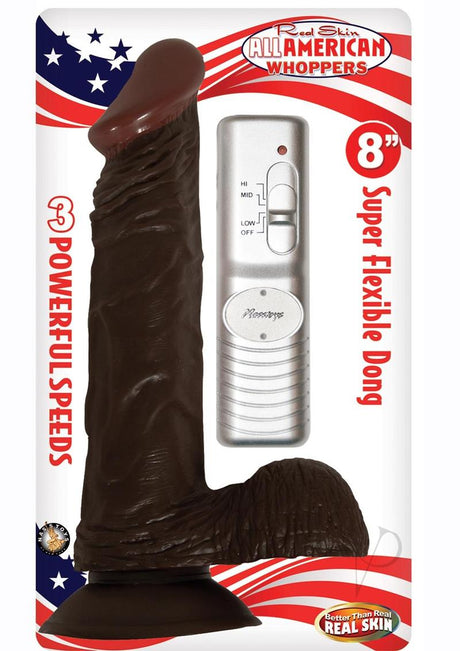 All American Whoppers Vibrating Dildo with Balls 8in - Chocolate