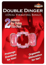 Humm Dinger Double Dinger Dual Vibrating Cock Ring - Magenta