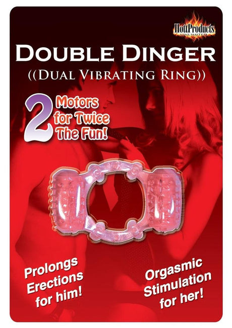 Humm Dinger Double Dinger Dual Vibrating Cock Ring - Magenta