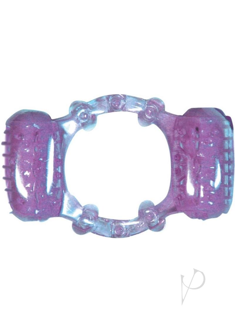 Humm Dinger Double Dinger Dual Vibrating Cock Ring - Purple