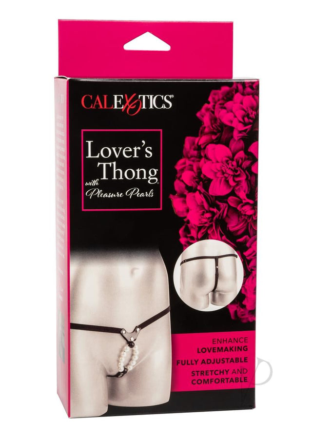 Lover's Vibrating Thong with Pleasure Pearls - Black