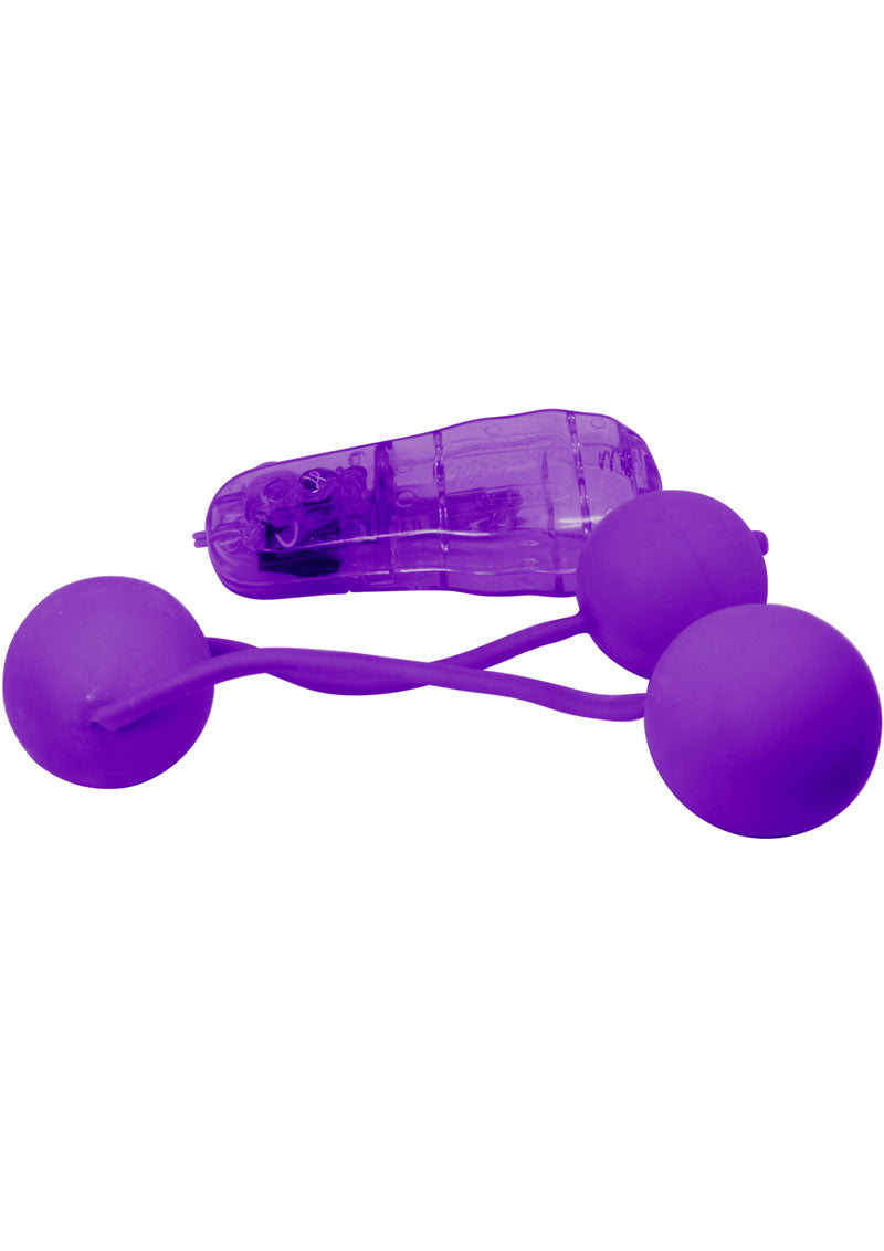 Real Skin Vibrating Ben-Wa Kegel Balls with Wired Remote Control - Purple