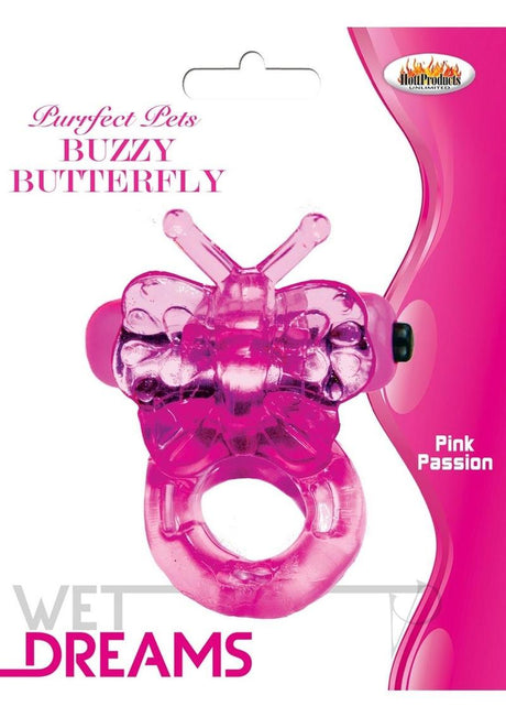 Purrfect Pets Buzzy Butterfly Silicone Stimulator with Vibrating Bullet - Magenta