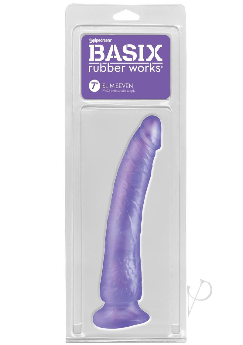 Basix Dong Slim 7 with Suction Cup 7in - Purple