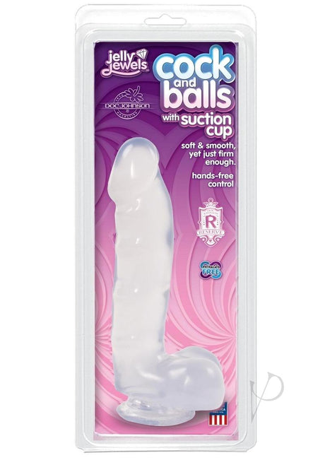 Jelly Jewels Dildo with Balls 6in - Clear
